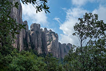 Vistes de la cara nord de la regió dels Frares i les Agulles de Montserrat.