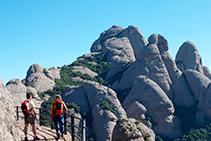 Vista a la zona de Tebaida des del camí de Sant Joan a Sant Jeroni (la Mòmia, Roca de Sant Salvador,...).