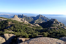 El costat oriental del massís de Montserrat vist des de la Miranda de Sant Jeroni.