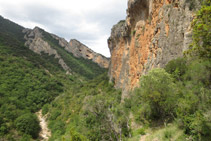 Vistes al NO del barranc del Bosc i curioses coves al fons.