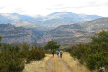 Durant la baixada gaudim d´unes magnífiques vistes de Collegats i de totes les muntanyes que ens envolten.