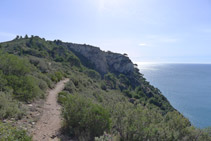 Resseguim els penya-segats del costat S del Cap de Norfeu.