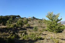 Arribant al turó de Santa Bàrbara de Pruneres.