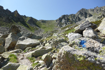 Caos de blocs camí al coll dels Isards.