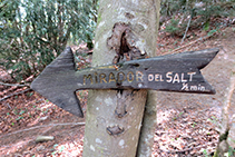 Senyalització per anar al mirador del Salt de Sallent.