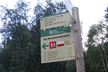 Senyal indicador de l´Itinerari Transfronterer (TRF), un sender de llarg recorregut.