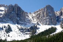 Roca Verda, canal del Cristall i roca de l´Ordiguer.