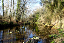 El riu Brugent vora el pont de Santa Brígida.