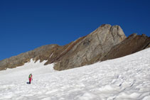 Arribant a la sortida del corredor de Gaube (<i>Couloir de Gaube</i>).