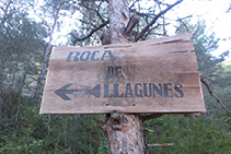 Indicador del trencall del mirador de la Roca de Llagunes.